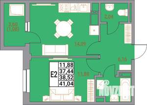 1-к квартира, вторичка, 41м2, 20/21 этаж