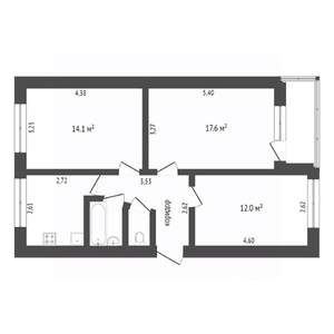 3-к квартира, вторичка, 72м2, 5/5 этаж