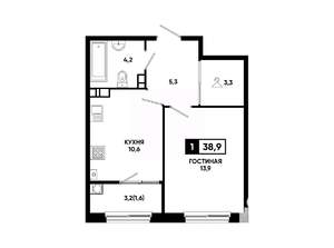 1-к квартира, вторичка, 39м2, 10/24 этаж