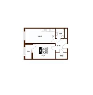 1-к квартира, вторичка, 49м2, 5/14 этаж