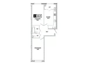 2-к квартира, вторичка, 62м2, 10/16 этаж