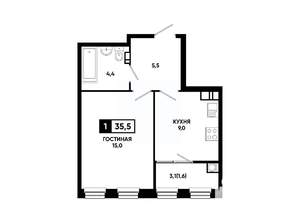 1-к квартира, вторичка, 36м2, 9/14 этаж