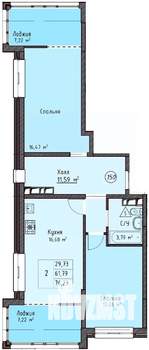 2-к квартира, строящийся дом, 76м2, 14/19 этаж