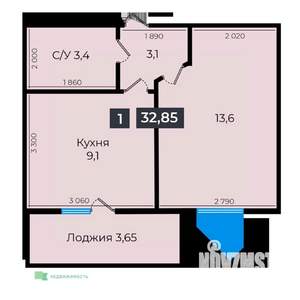 1-к квартира, вторичка, 33м2, 13/17 этаж