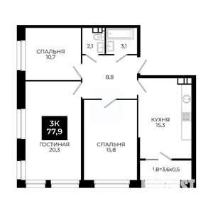 3-к квартира, вторичка, 78м2, 8/24 этаж