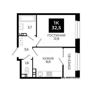 1-к квартира, вторичка, 33м2, 5/24 этаж