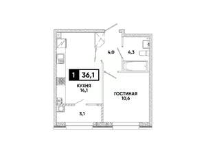 1-к квартира, вторичка, 36м2, 2/16 этаж