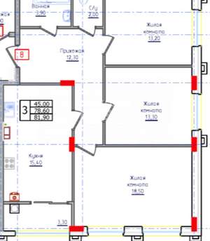 3-к квартира, вторичка, 82м2, 4/8 этаж