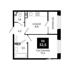 1-к квартира, вторичка, 33м2, 5/24 этаж