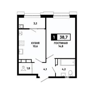 1-к квартира, вторичка, 39м2, 12/20 этаж