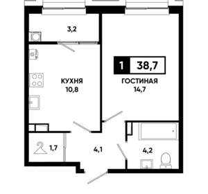 1-к квартира, вторичка, 39м2, 4/21 этаж
