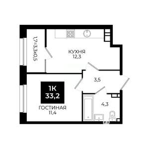 1-к квартира, вторичка, 33м2, 11/24 этаж