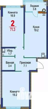 2-к квартира, строящийся дом, 72м2, 14/16 этаж