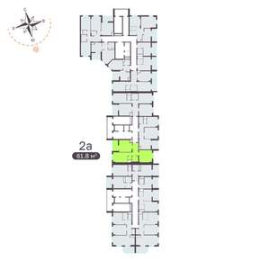 2-к квартира, вторичка, 61м2, 1/19 этаж