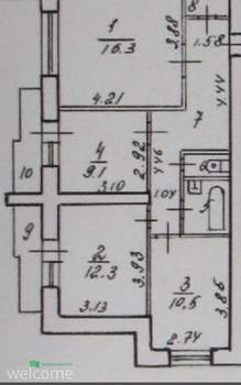3-к квартира, вторичка, 70м2, 4/14 этаж