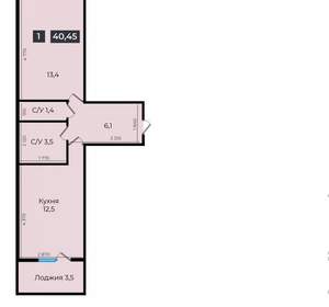 1-к квартира, вторичка, 41м2, 7/16 этаж