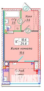Студия квартира, вторичка, 25м2, 16/22 этаж