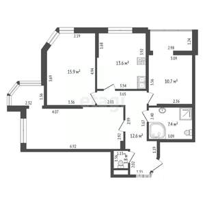 3-к квартира, вторичка, 89м2, 18/22 этаж
