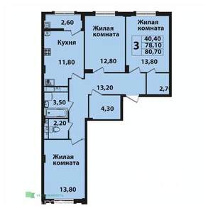 3-к квартира, вторичка, 81м2, 5/8 этаж