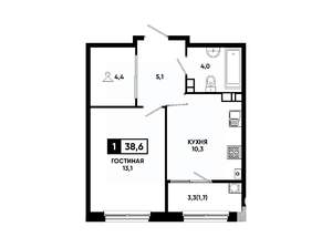 1-к квартира, вторичка, 39м2, 13/24 этаж