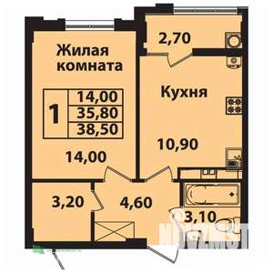 1-к квартира, вторичка, 38м2, 3/8 этаж