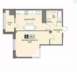 1-к квартира, вторичка, 49м2, 12/12 этаж