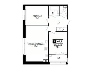 1-к квартира, вторичка, 69м2, 11/24 этаж