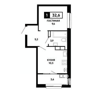 1-к квартира, строящийся дом, 33м2, 16/19 этаж