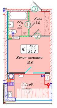Студия квартира, вторичка, 25м2, 7/22 этаж