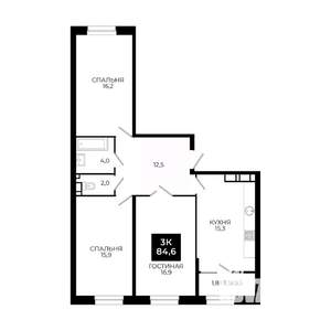 3-к квартира, вторичка, 85м2, 23/24 этаж
