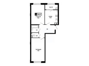 2-к квартира, вторичка, 62м2, 7/24 этаж