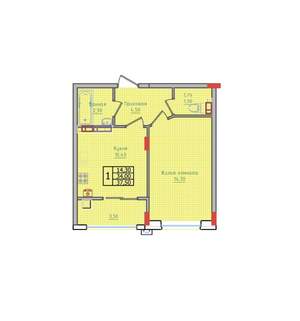 1-к квартира, вторичка, 38м2, 2/10 этаж