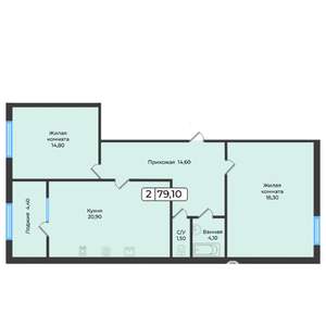 2-к квартира, строящийся дом, 79м2, 2/5 этаж
