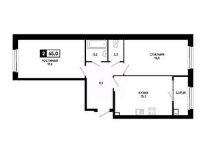 2-к квартира, вторичка, 65м2, 2/14 этаж