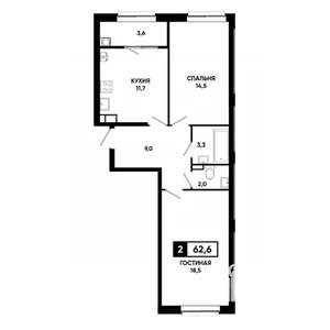 2-к квартира, вторичка, 63м2, 7/19 этаж