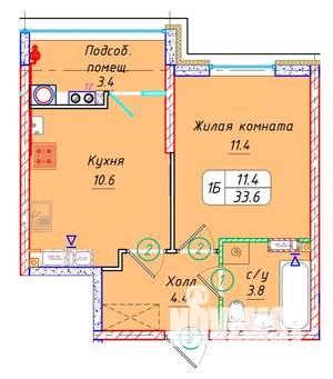 1-к квартира, вторичка, 34м2, 17/22 этаж