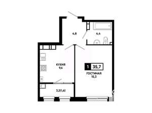 1-к квартира, вторичка, 36м2, 12/24 этаж