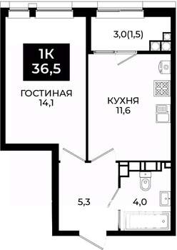 1-к квартира, вторичка, 37м2, 22/24 этаж