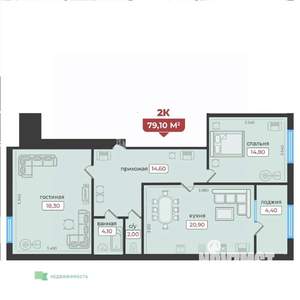 2-к квартира, вторичка, 79м2, 1/6 этаж