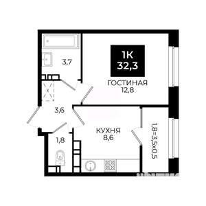 1-к квартира, вторичка, 32м2, 18/24 этаж