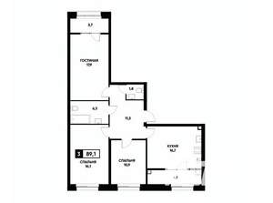 3-к квартира, вторичка, 89м2, 2/20 этаж