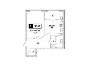 1-к квартира, вторичка, 36м2, 7/8 этаж