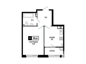 1-к квартира, вторичка, 36м2, 7/24 этаж