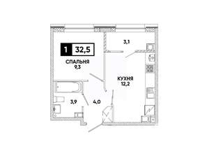 1-к квартира, вторичка, 33м2, 8/8 этаж