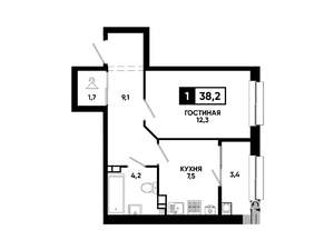 1-к квартира, вторичка, 38м2, 11/16 этаж
