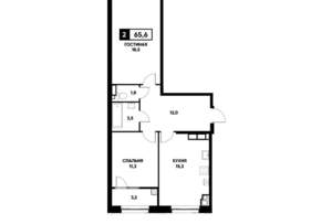 2-к квартира, вторичка, 66м2, 15/16 этаж