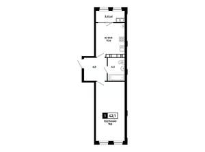 1-к квартира, вторичка, 42м2, 13/24 этаж