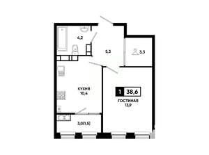 1-к квартира, вторичка, 39м2, 13/24 этаж