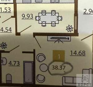 1-к квартира, вторичка, 38м2, 5/7 этаж