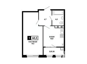 1-к квартира, вторичка, 40м2, 4/24 этаж
